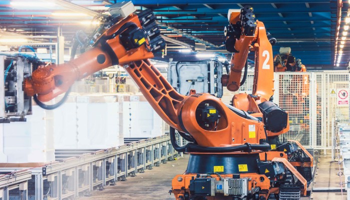 Industrial robot working on production line