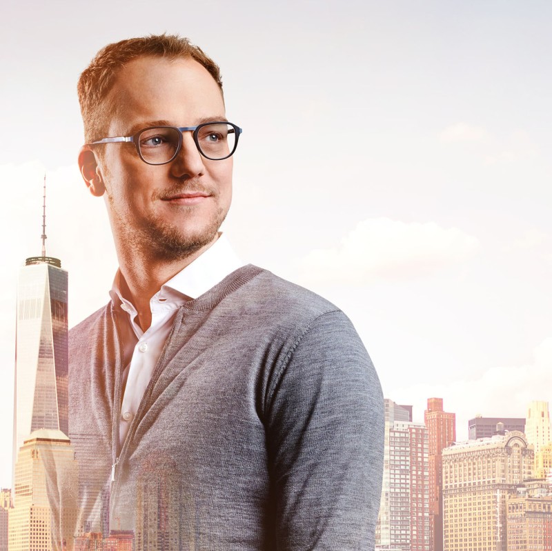 IT expert Andy with the New York skyline in the background