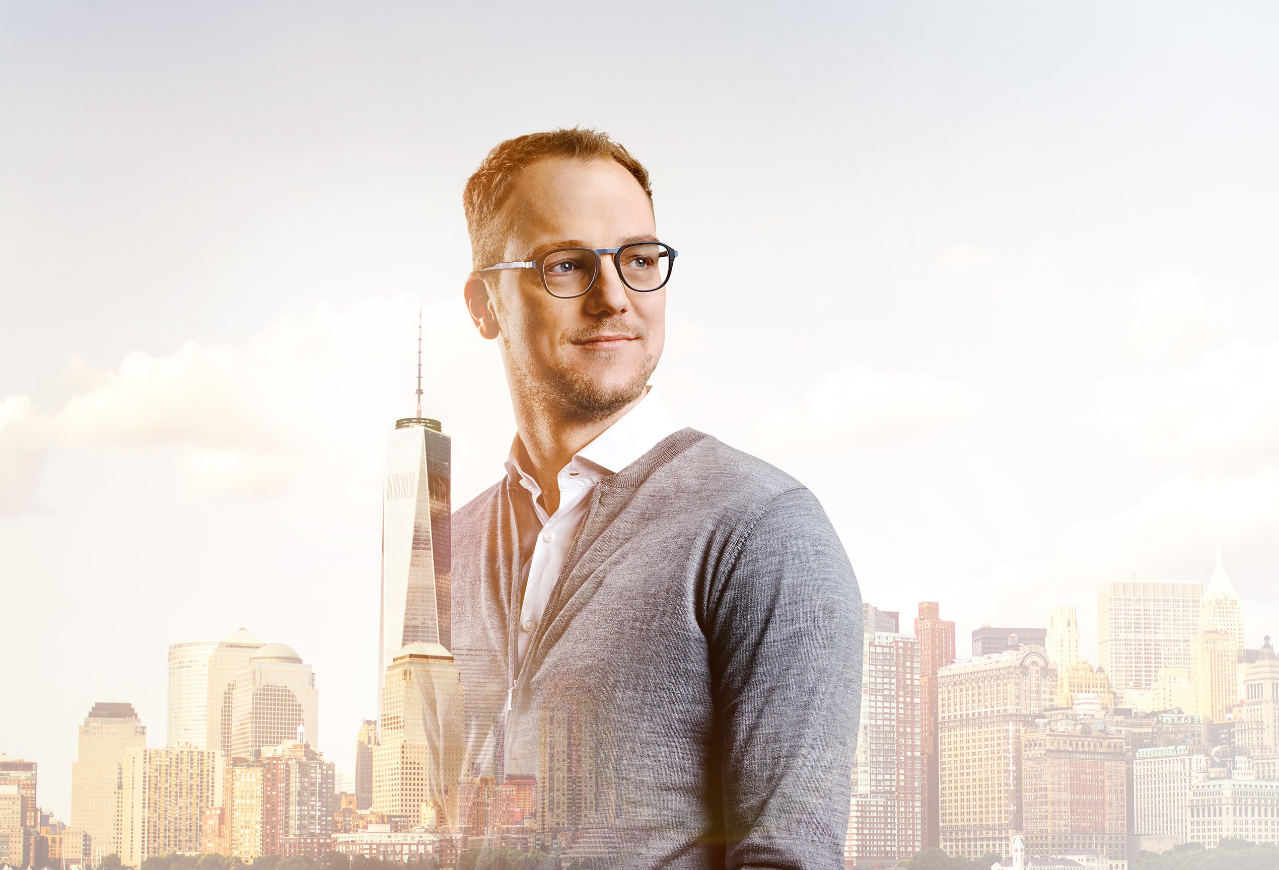 IT expert Andy with the New York skyline in the background
